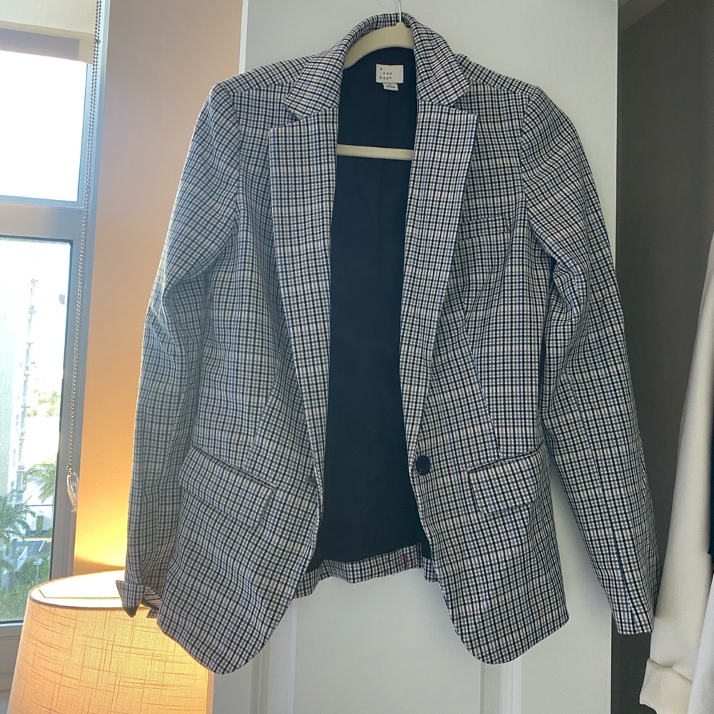 a New Day (Target) Blazer. Never worn. Size 2. Navy plaid